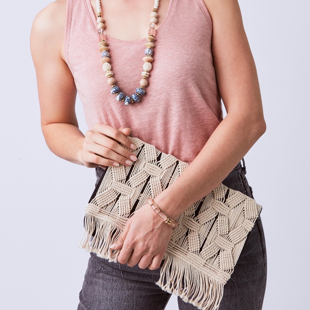 NWT Stella & Dot Macrame Clutch